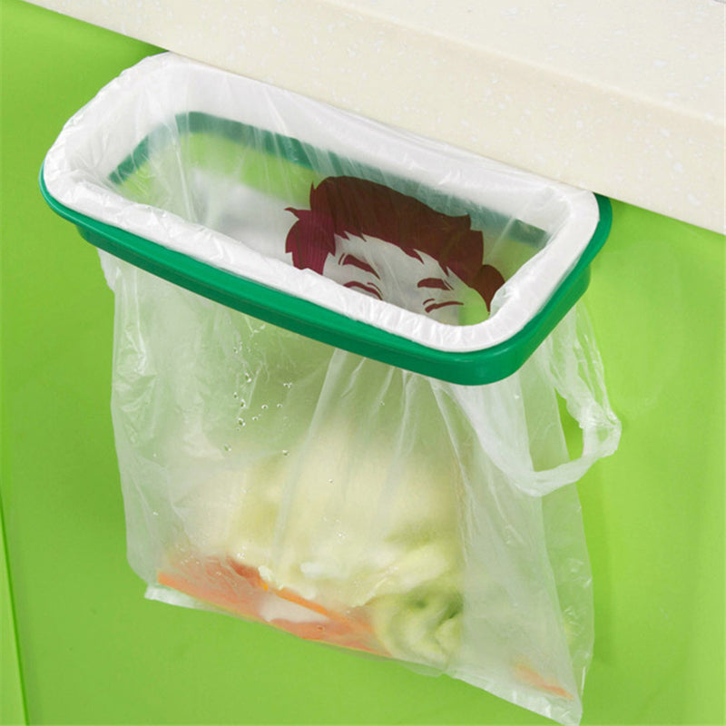 New 1Pc Kitchen Gadgets Cabinet Door Garbage Bag Shelf Kitchen Tools Rack Hanging Storage Trash Rack Kitchen Accessories Goods A