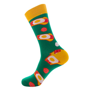 Colorful Cotton Mens Socks Funny Food Cake Geometric French Fries Happy Pizza Skate Harajuku Graphic Socks for Christmas Gift