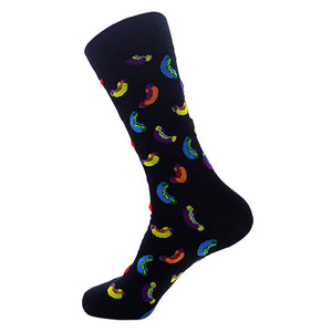 Colorful Cotton Mens Socks Funny Food Cake Geometric French Fries Happy Pizza Skate Harajuku Graphic Socks for Christmas Gift