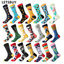 Charger l&#39;image dans la galerie, LETSBUY happy men dress socks cool funny colorful cotton socks classic optic filled novelty gift socks wedding casual dress