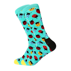 LETSBUY happy men dress socks cool funny colorful cotton socks classic optic filled novelty gift socks wedding casual dress