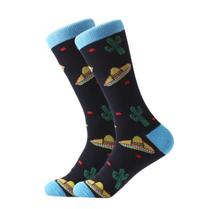 LETSBUY happy men dress socks cool funny colorful cotton socks classic optic filled novelty gift socks wedding casual dress