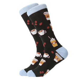 LETSBUY happy men dress socks cool funny colorful cotton socks classic optic filled novelty gift socks wedding casual dress