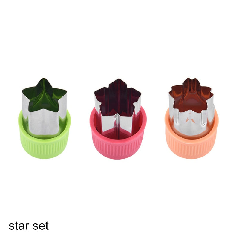 3Pcs/set Stainless Steel Cutters Kitchen Gadgets Cook Tools Fruit Cutting Die Plastic Handle Star Heart Shape Vegetables Cutter