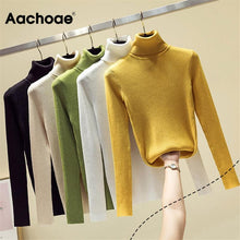 Charger l&#39;image dans la galerie, Knit Sweater Women Turtleneck Casual Pure Cashmere Pullover Autumn Winter Solid Long Sleeve Slim-jumper Soft Tops Pull Femme