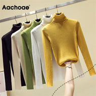 Knit Sweater Women Turtleneck Casual Pure Cashmere Pullover Autumn Winter Solid Long Sleeve Slim-jumper Soft Tops Pull Femme