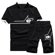 Charger l&#39;image dans la galerie, Summer 2PC Set Men EUR/US Size Short Sleeve T Shirts Two Piece Tops+ Shorts Suit Sportswear Set Mens Short Sets Male Tracksuit