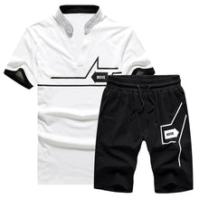 Charger l&#39;image dans la galerie, Summer 2PC Set Men EUR/US Size Short Sleeve T Shirts Two Piece Tops+ Shorts Suit Sportswear Set Mens Short Sets Male Tracksuit