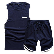 Charger l&#39;image dans la galerie, Summer 2PC Set Men EUR/US Size Short Sleeve T Shirts Two Piece Tops+ Shorts Suit Sportswear Set Mens Short Sets Male Tracksuit