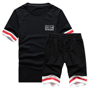 Summer 2PC Set Men EUR/US Size Short Sleeve T Shirts Two Piece Tops+ Shorts Suit Sportswear Set Mens Short Sets Male Tracksuit