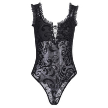 Charger l&#39;image dans la galerie, InsGoth Sexy Lace Bodycon Bodysuit Women Gothic Streetwear Mesh Hollow Out Patchwork Sleeveless Bodysuit Female Black Body Party