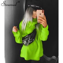 Charger l&#39;image dans la galerie, Simenual Knitwear Turtleneck Autumn Winter Sweaters Women Neon Color Long Sleeve Jumpers Fashion 2019 Casual Basic Slim Pullover