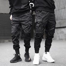 Charger l&#39;image dans la galerie, Ribbons Cargo Pants Men  Casual Streetwear Harajuku Pants Hip Hop Trendy casual youth slim pants  Stylish Men&#39;s Jogger Trousers