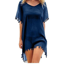 Charger l&#39;image dans la galerie, 2020 Chiffon Tassels Beach Wear Women Swimsuit Cover Up Swimwear Bathing Suits Summer Mini Dress Loose Solid Pareo Cover Ups