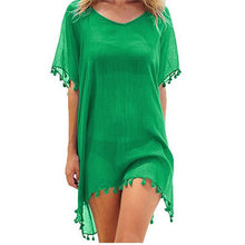 Charger l&#39;image dans la galerie, 2020 Chiffon Tassels Beach Wear Women Swimsuit Cover Up Swimwear Bathing Suits Summer Mini Dress Loose Solid Pareo Cover Ups