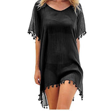 Charger l&#39;image dans la galerie, 2020 Chiffon Tassels Beach Wear Women Swimsuit Cover Up Swimwear Bathing Suits Summer Mini Dress Loose Solid Pareo Cover Ups