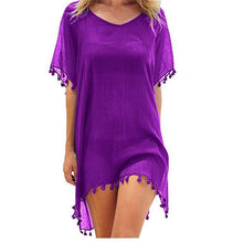 Charger l&#39;image dans la galerie, 2020 Chiffon Tassels Beach Wear Women Swimsuit Cover Up Swimwear Bathing Suits Summer Mini Dress Loose Solid Pareo Cover Ups