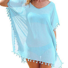 Charger l&#39;image dans la galerie, 2020 Chiffon Tassels Beach Wear Women Swimsuit Cover Up Swimwear Bathing Suits Summer Mini Dress Loose Solid Pareo Cover Ups