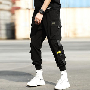 2020 Hip Hop Boy Multi-pocket Elastic Waist Design Harem Pant Men Streetwear Punk Casual Trousers Jogger Male Dancing Black Pant