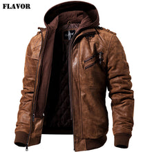 Charger l&#39;image dans la galerie, Men&#39;s Real Leather Jacket Men Motorcycle Removable Hood winter coat Men Warm Genuine Leather Jackets