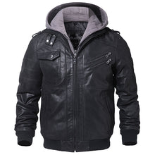 Charger l&#39;image dans la galerie, Men&#39;s Real Leather Jacket Men Motorcycle Removable Hood winter coat Men Warm Genuine Leather Jackets