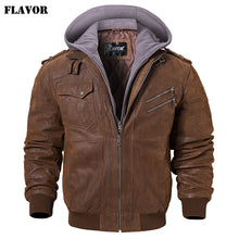 Charger l&#39;image dans la galerie, Men&#39;s Real Leather Jacket Men Motorcycle Removable Hood winter coat Men Warm Genuine Leather Jackets