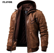 Charger l&#39;image dans la galerie, Men&#39;s Real Leather Jacket Men Motorcycle Removable Hood winter coat Men Warm Genuine Leather Jackets