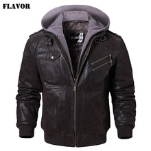 Charger l&#39;image dans la galerie, Men&#39;s Real Leather Jacket Men Motorcycle Removable Hood winter coat Men Warm Genuine Leather Jackets