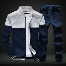 Charger l&#39;image dans la galerie, 2019 New Men Sets Fashion Sporting Suit Brand Patchwork Zipper Sweatshirt +Sweatpants Mens Clothing 2 Pieces Sets Slim Tracksuit