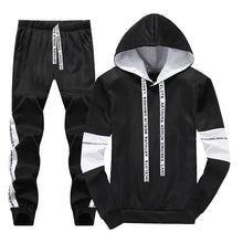 Charger l&#39;image dans la galerie, White Black Men Hoodies Set Fashion 2019 Autumn Brand Casual Tracksuit Mens Set Sports Two Piece Patchwork Hoodie Pant Male Suit