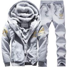 Charger l&#39;image dans la galerie, Tracksuit Men Sporting Fleece Thick Hooded Brand-Clothing Casual Track Suit Men Jacket+Pant Warm Fur Inside Winter Sweatshirt