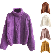 Charger l&#39;image dans la galerie, Autumn Winter Women Fashion Sweater Basic Female Pullover Batwing Sleeve Solid Color Femme Casual Knitted Streetwear