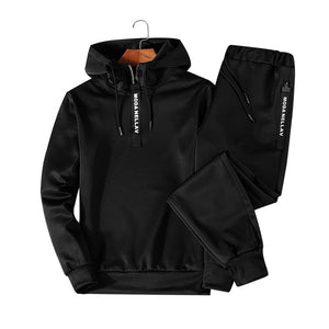 Sets Tracksuit Men Autumn Winter Hooded Sweatshirt Drawstring Outfit Sportswear 2019 Male Suit Pullover Two Piece Set Casual