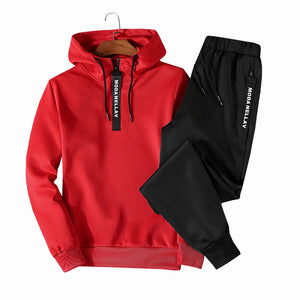 Sets Tracksuit Men Autumn Winter Hooded Sweatshirt Drawstring Outfit Sportswear 2019 Male Suit Pullover Two Piece Set Casual