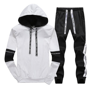 Sets Tracksuit Men Autumn Winter Hooded Sweatshirt Drawstring Outfit Sportswear 2019 Male Suit Pullover Two Piece Set Casual