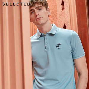 SELECTED Men's Pure Color Turn-down Collar Short-sleeved Polo S|419206535