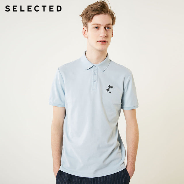 SELECTED Men's Pure Color Turn-down Collar Short-sleeved Polo S|419206535