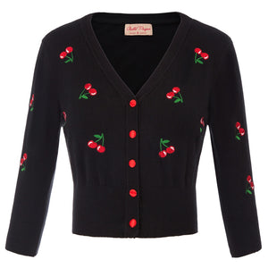 Belle Poque 10 Colors Spring Autumn Cardigan Women Cherries Embroidery Knitted Cardigans Casual Long Sleeve Tops Pull Sweater