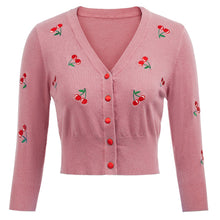 Charger l&#39;image dans la galerie, Belle Poque 10 Colors Spring Autumn Cardigan Women Cherries Embroidery Knitted Cardigans Casual Long Sleeve Tops Pull Sweater