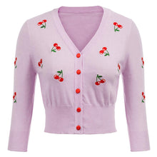 Charger l&#39;image dans la galerie, Belle Poque 10 Colors Spring Autumn Cardigan Women Cherries Embroidery Knitted Cardigans Casual Long Sleeve Tops Pull Sweater