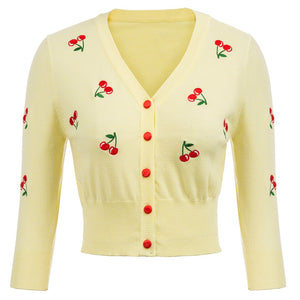 Belle Poque 10 Colors Spring Autumn Cardigan Women Cherries Embroidery Knitted Cardigans Casual Long Sleeve Tops Pull Sweater