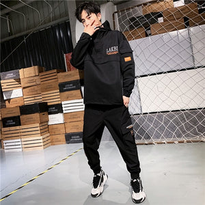 2020 Workwear jacket men's Hooded Jacket+Pants 2PC Sets  baseball  loose Pullover coat & Long Pants Mens Clothing