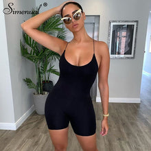 Charger l&#39;image dans la galerie, Simenual Sporty Casual Strap Rompers Womens Jumpsuit Workoout Active Wear Fashion Basic Sleeveless Black Skinny Biker Playsuits