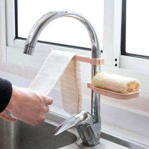 Hot Sink Hanging Storage Rack Storage Holder Sponge Bathroom Kitchen Faucet Clip Dish Cloth Clip Shelf Drain Dry Towel Organizer